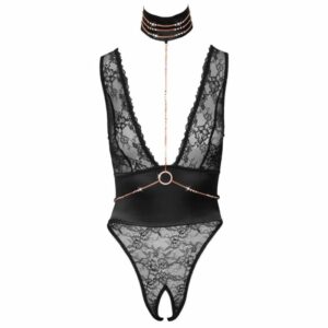 Body ouvert mit Halsband und Strassketten